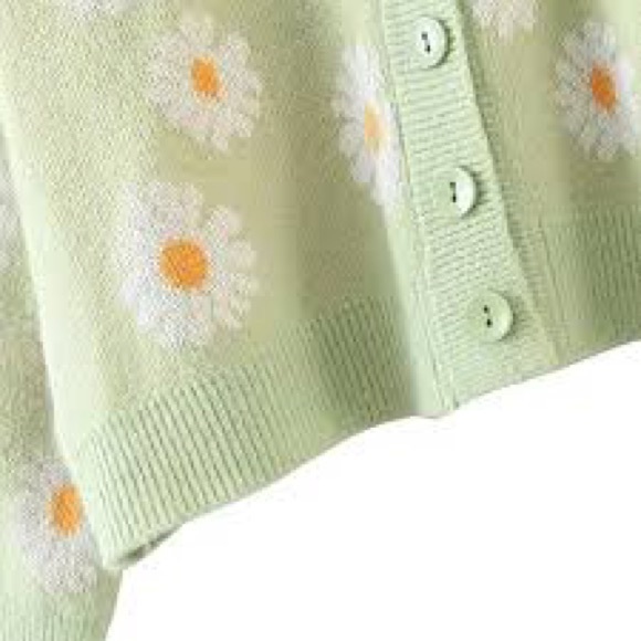 Everything is Coming Up Daisies Y2K Cardigan in Light Green - Picture 2 of 7